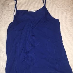 Blue ruffled tank top